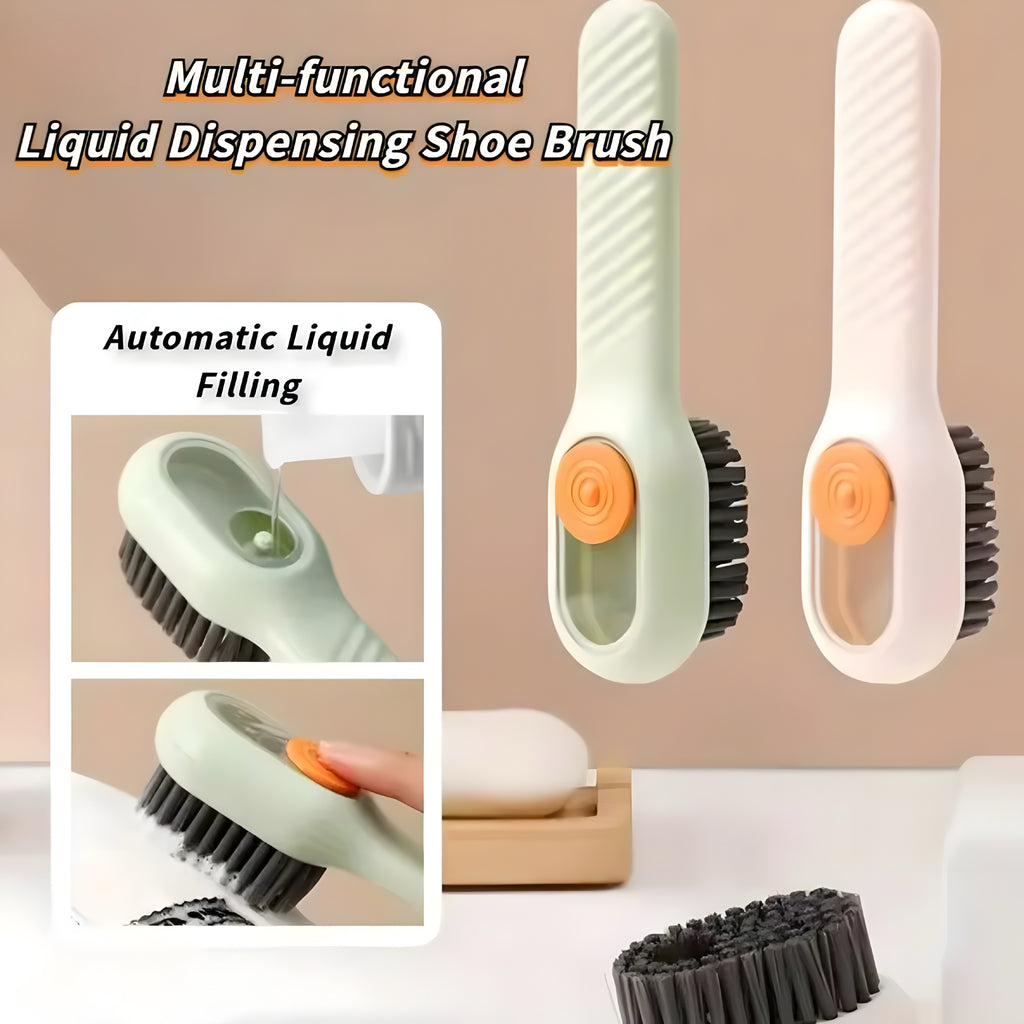 Multifunktionale Schuhreinigungsbürste mit integriertem Seifenspender