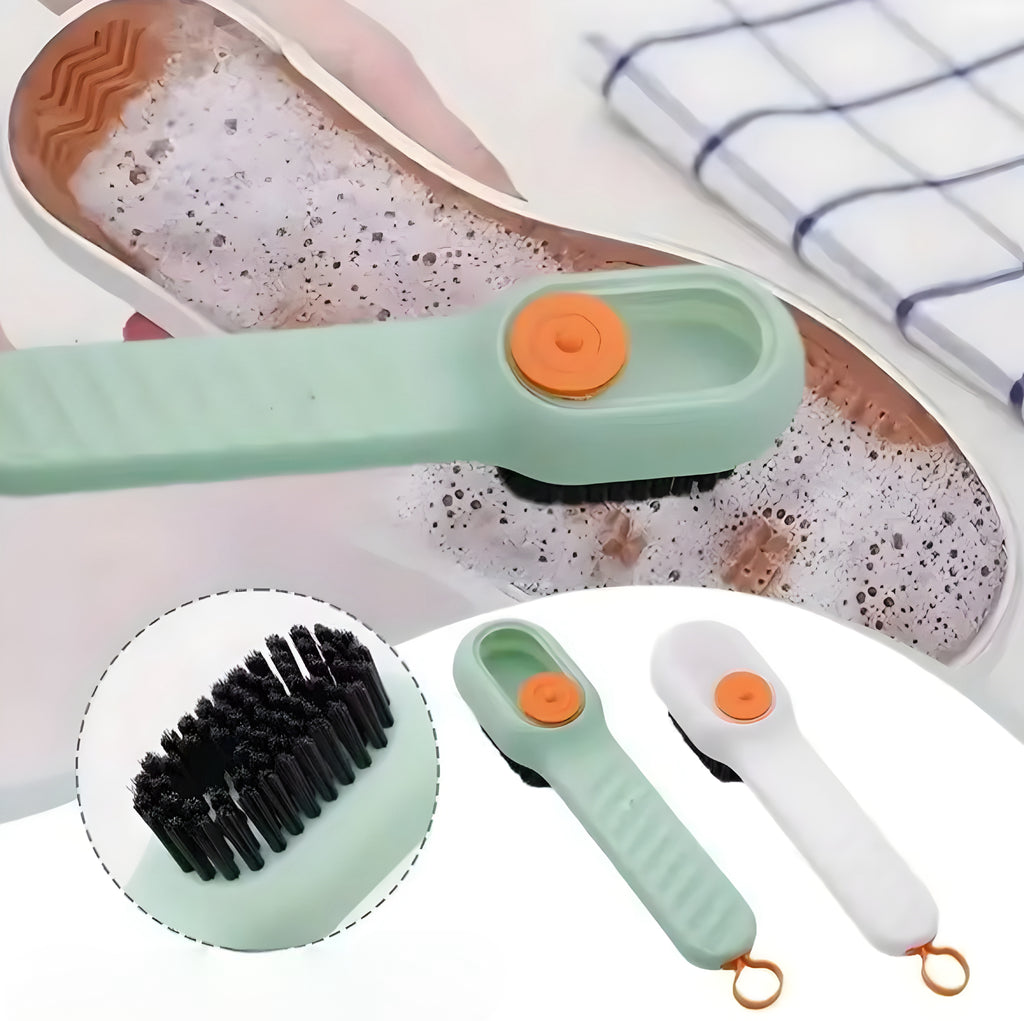 Multifunktionale Schuhreinigungsbürste mit integriertem Seifenspender